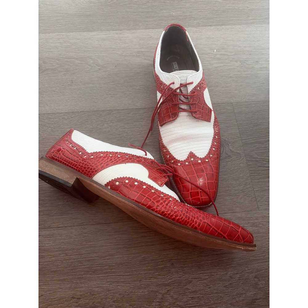 Stacy Adams Mens Red White Wingtip Oxford Dress Shoes 25167-120 Size 15M
